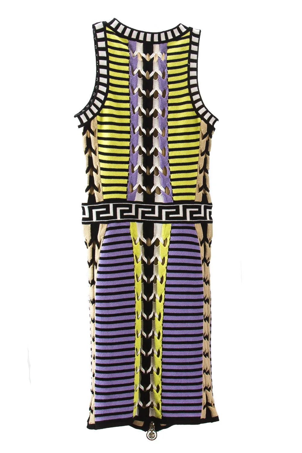 VERSACE Collection Women's Crochet Stretch Knit Mini Dress IT 44 Multi-color