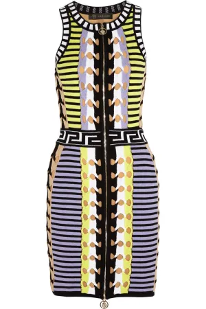 VERSACE Collection Women's Crochet Stretch Knit Mini Dress IT 44 Multi-color