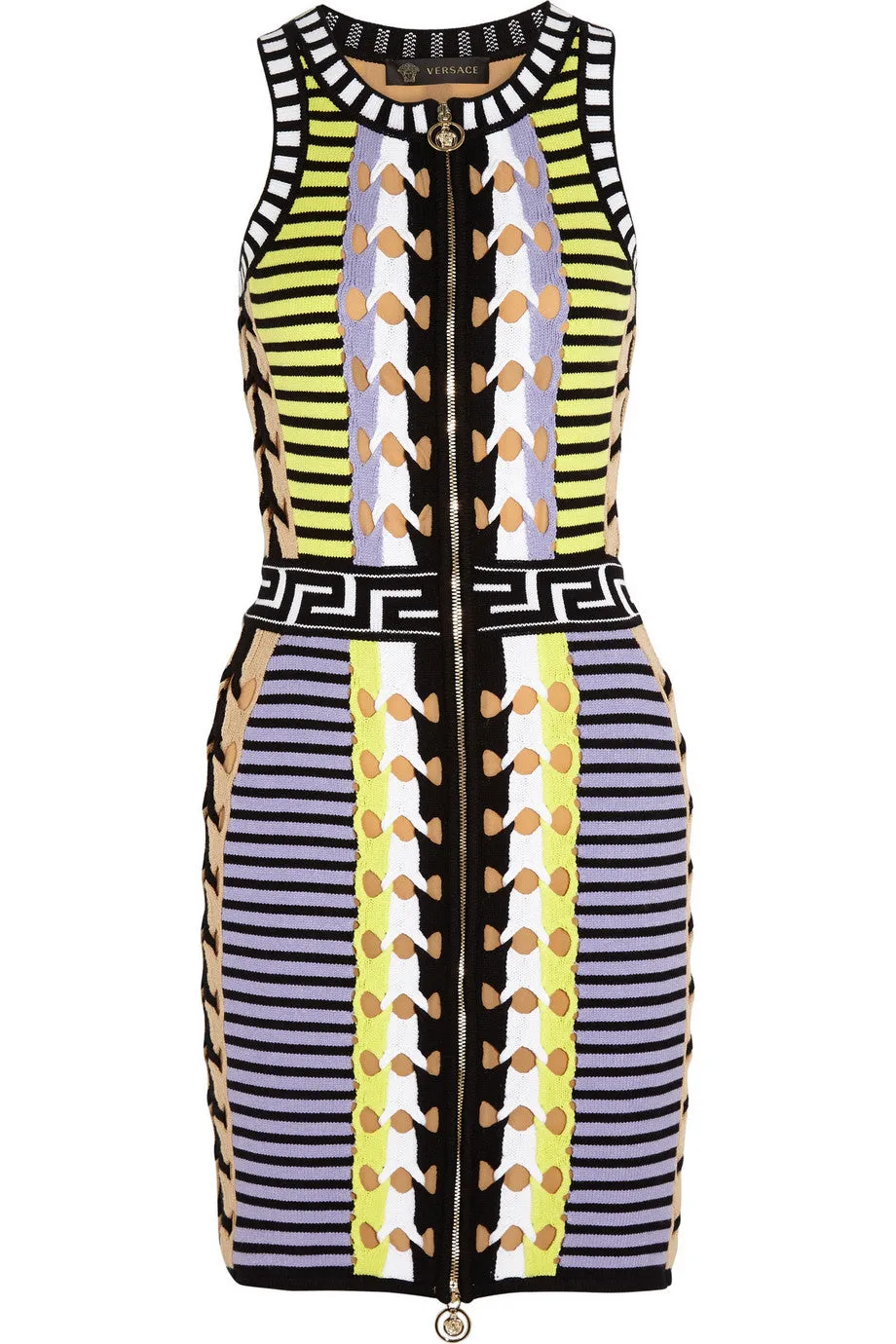 VERSACE Collection Women's Crochet Stretch Knit Mini Dress IT 44 Multi-color