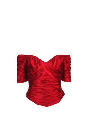 Vicky Tiel Red Ruched Corset, US 2
