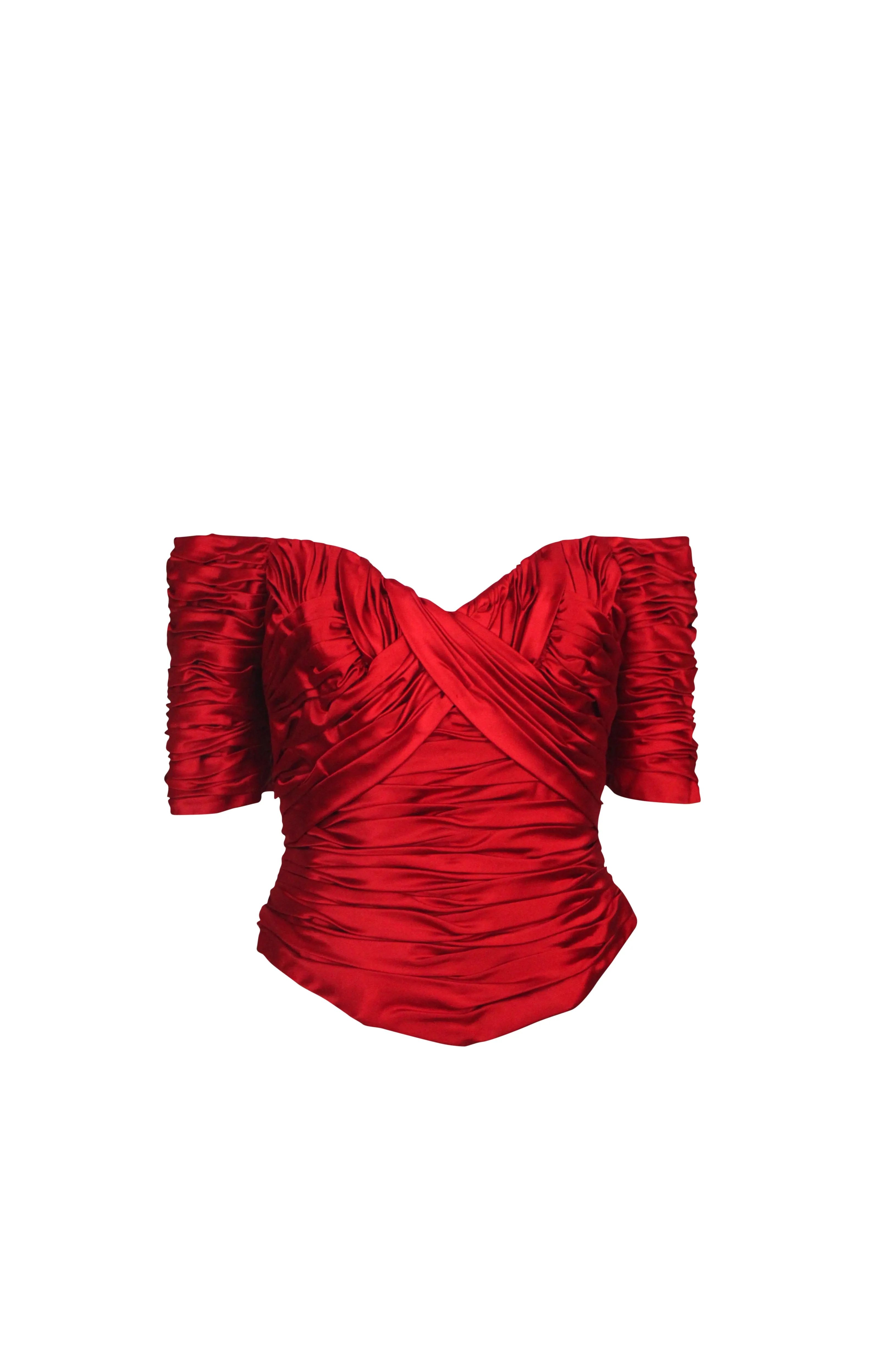 Vicky Tiel Red Ruched Corset, US 2