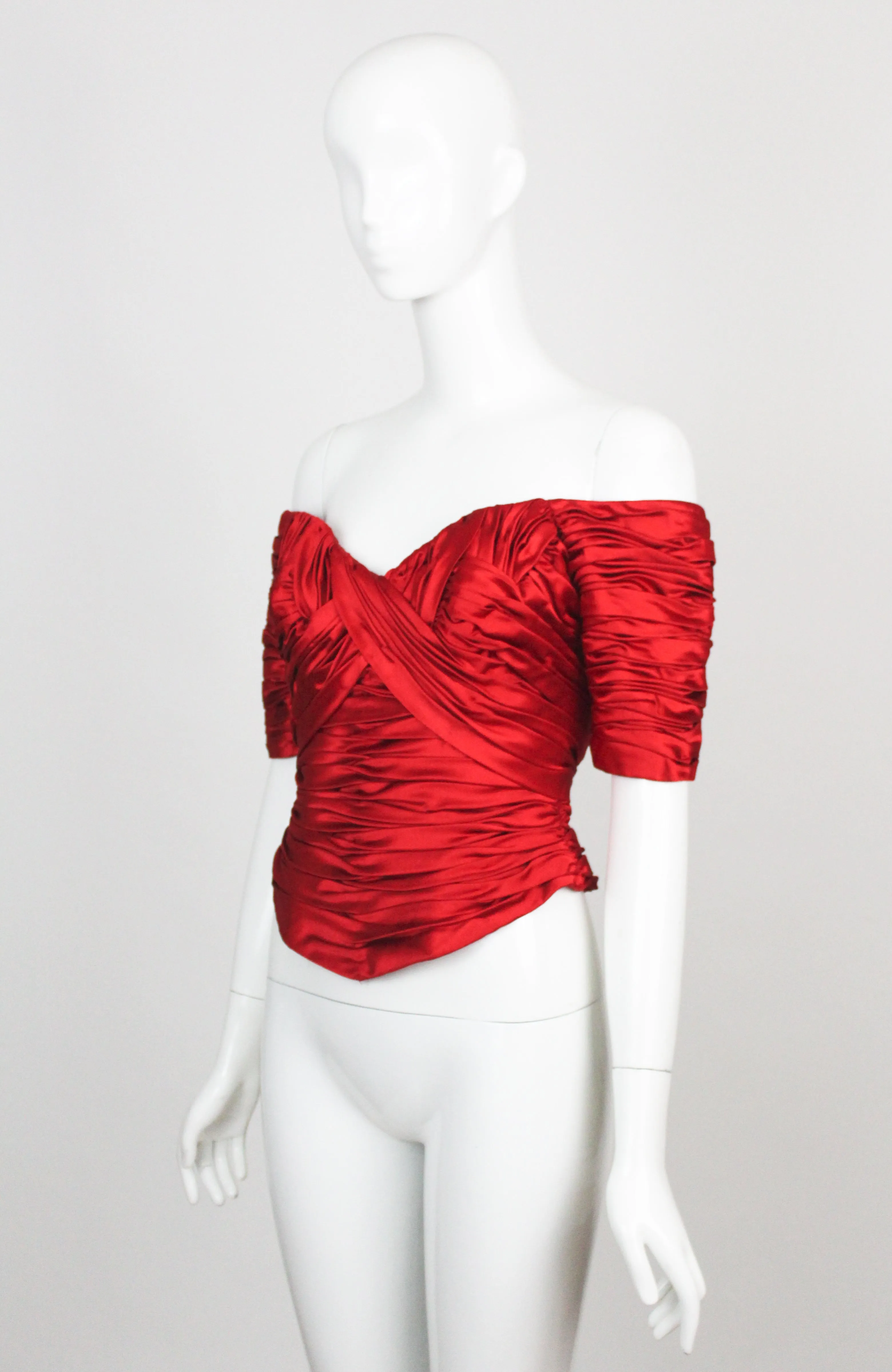 Vicky Tiel Red Ruched Corset, US 2
