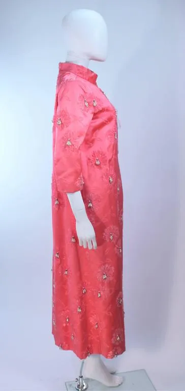 VINTAGE Circa 1950s Pink Silk Beaded Opera Coat Size 6