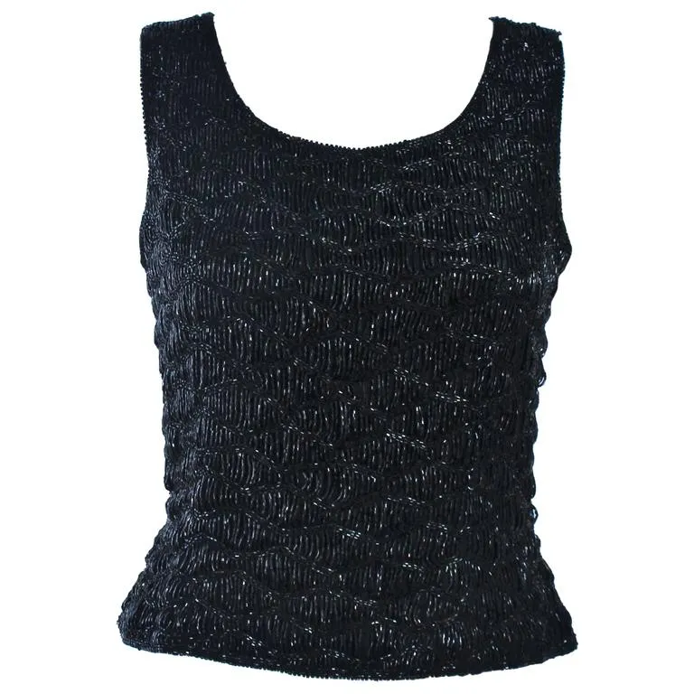 VINTAGE Hand Beaded Black Evening Blouse Size Small