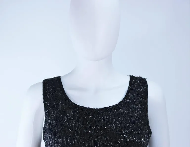 VINTAGE Hand Beaded Black Evening Blouse Size Small