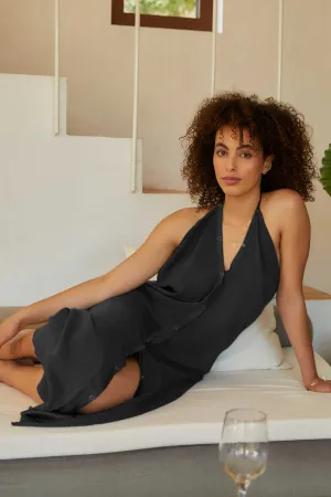 Washed Silk Body Wrap In Black