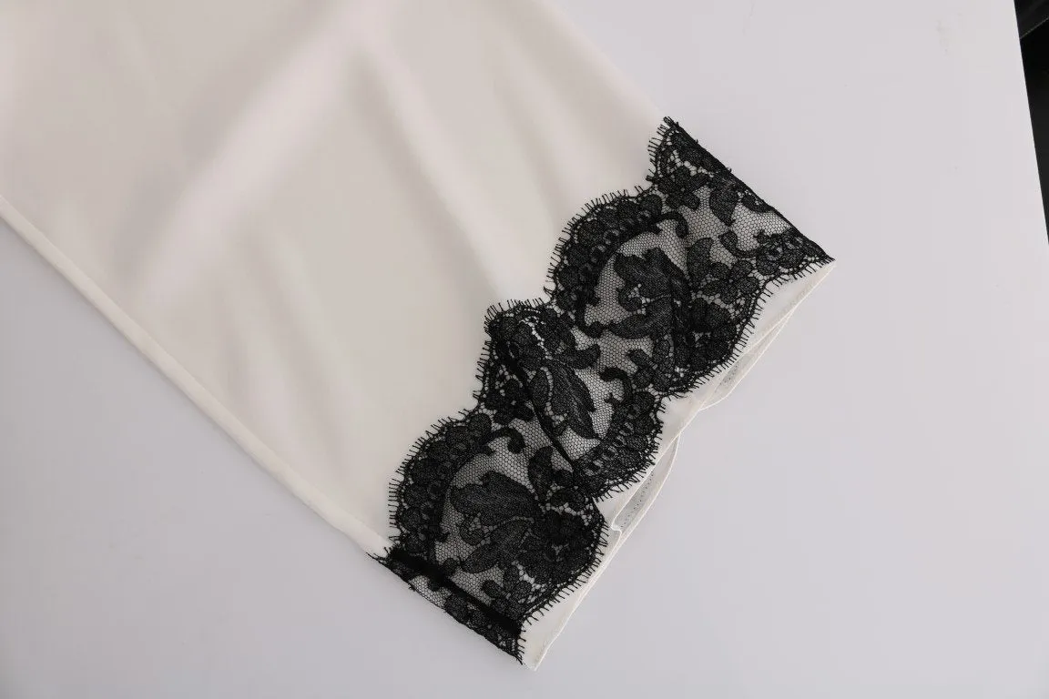 White Silk Floral Lace Kaftan Dress
