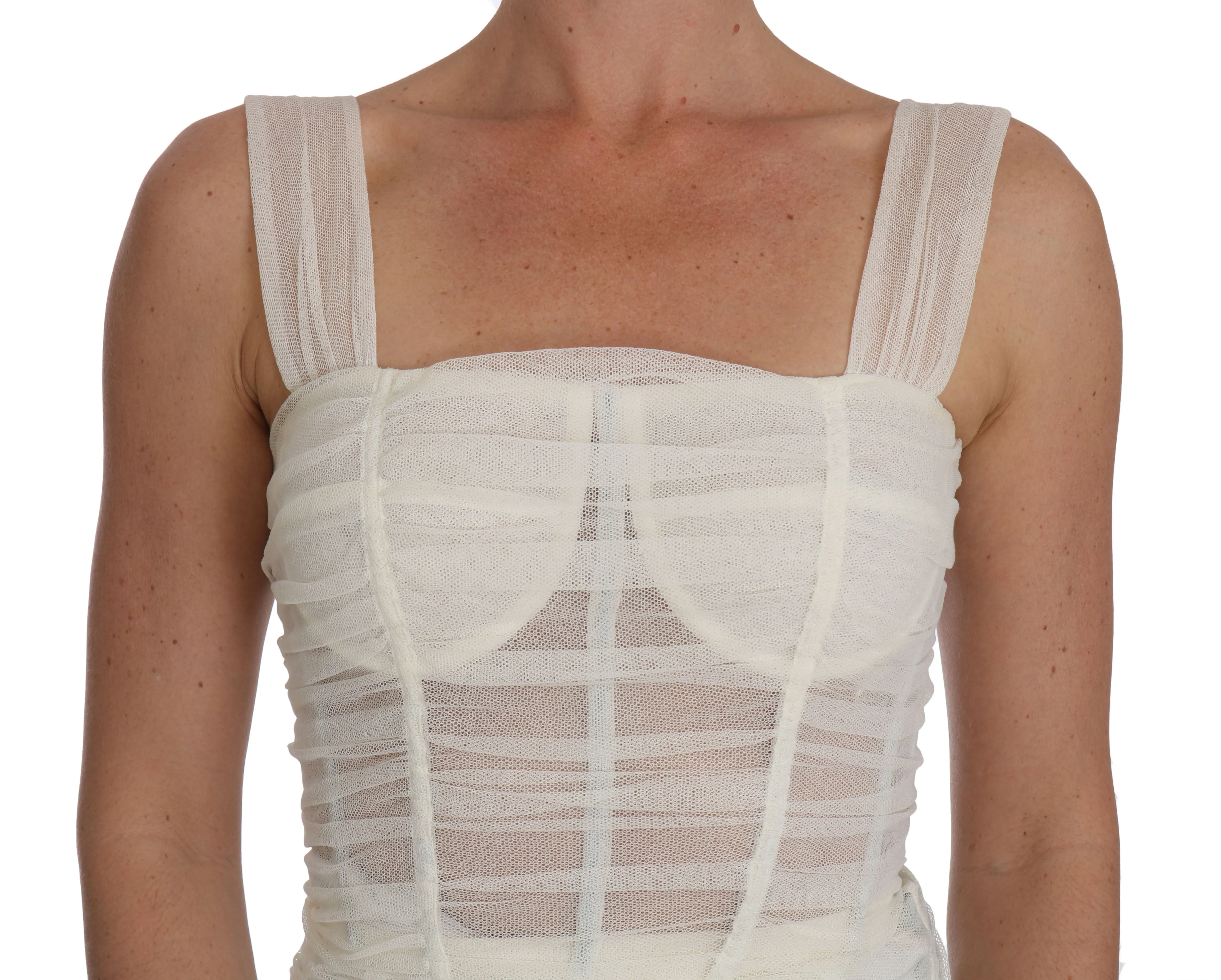 White Stretch Bodycon Sheath Gown