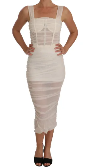 White Stretch Bodycon Sheath Gown