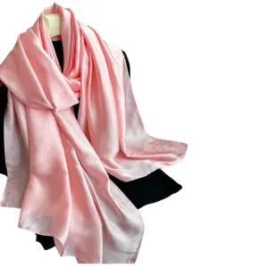 Wide Charmeuse Satin Scarf - Pink