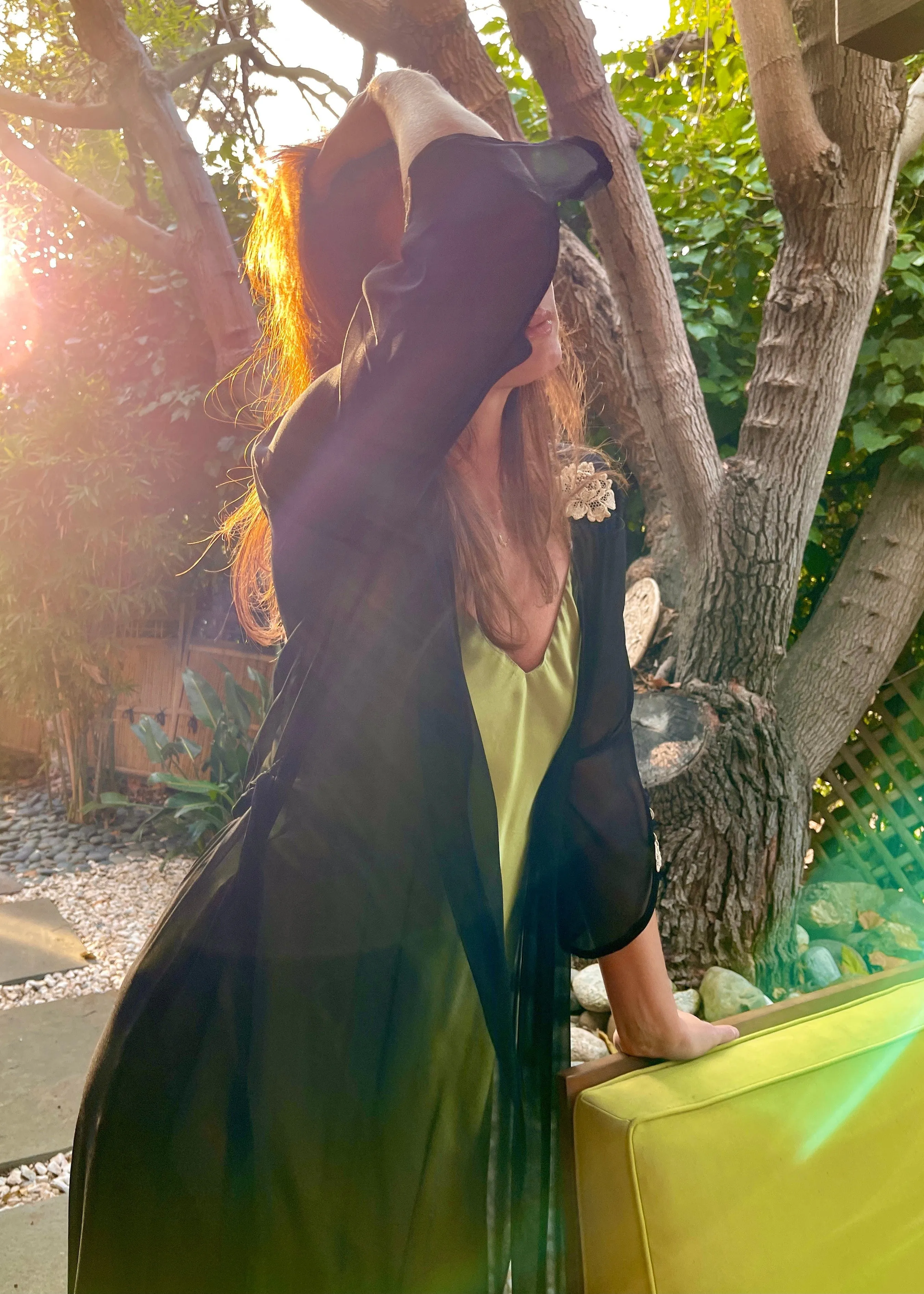 Willow Robe in Black Silk Georgette