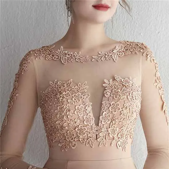 Women's Lace Appliques Mermaid Long Train Prom Dresses
