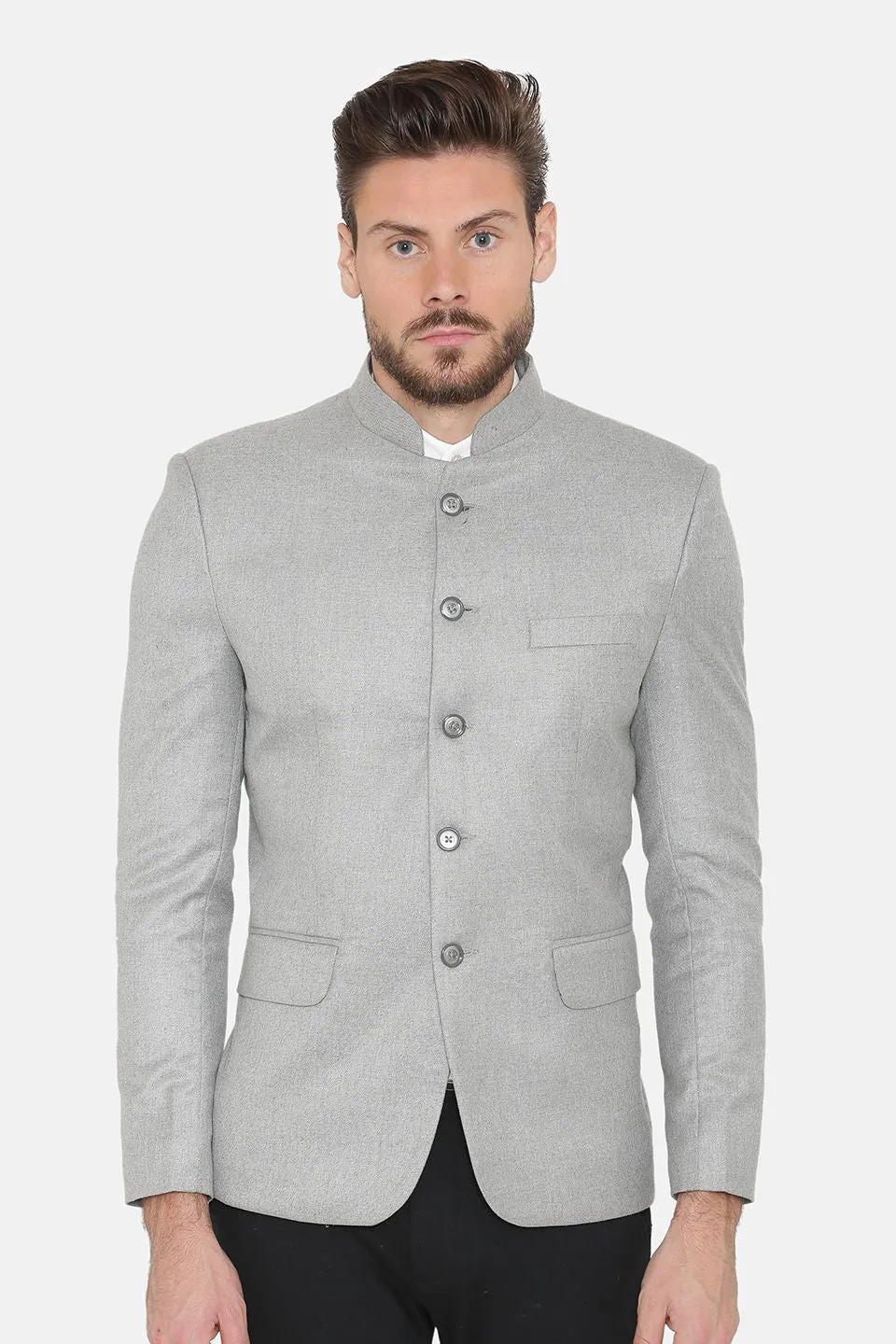 Wool Blend Blue Bandhgala