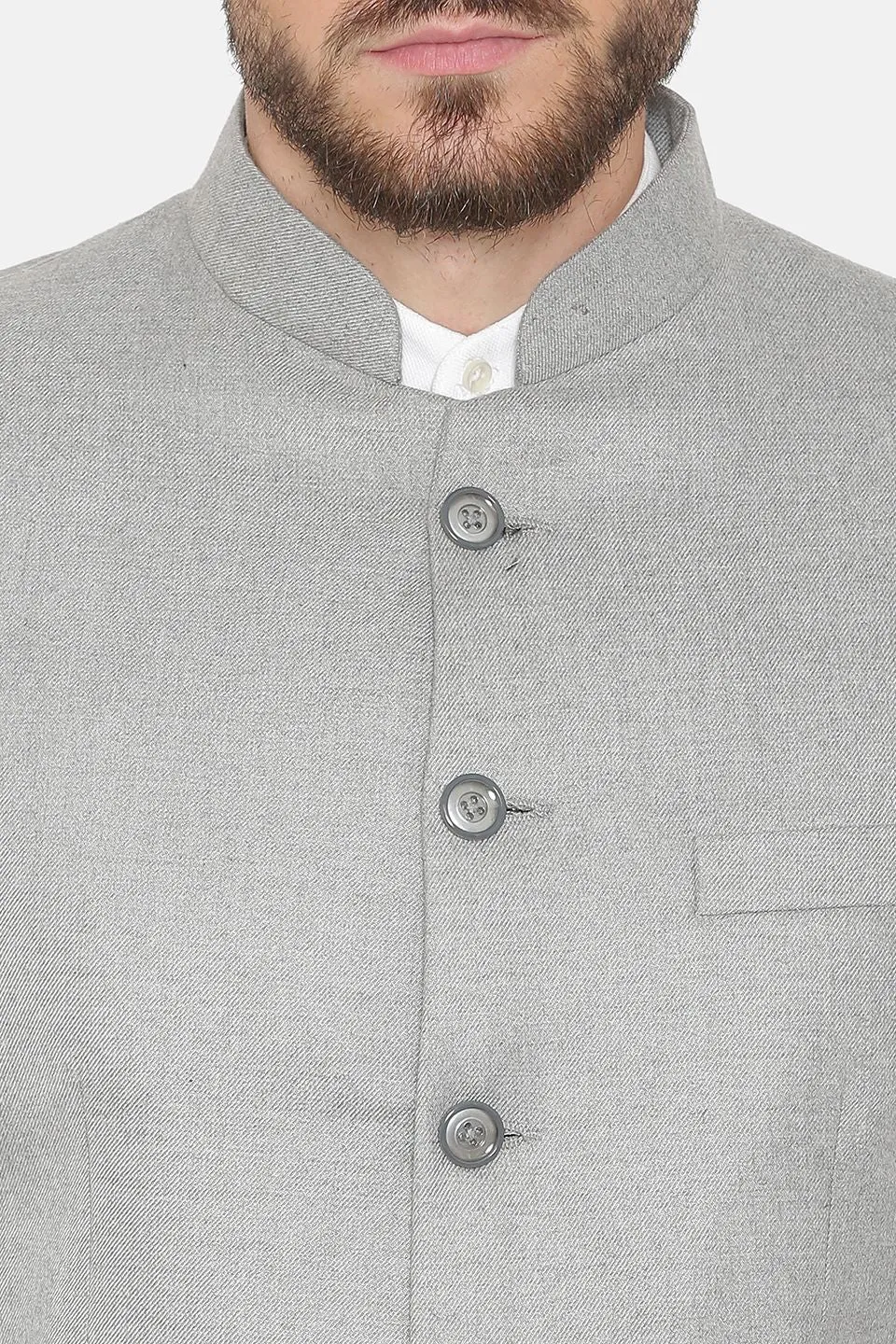 Wool Blend Blue Bandhgala