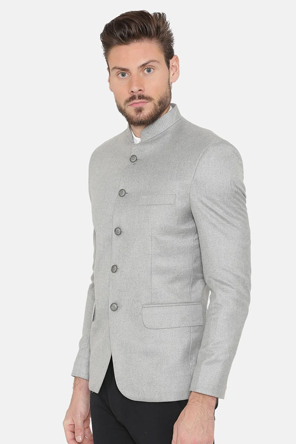 Wool Blend Blue Bandhgala