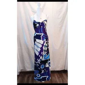 Y2K Vintage Satin Mosaic Beaded Evening Gown