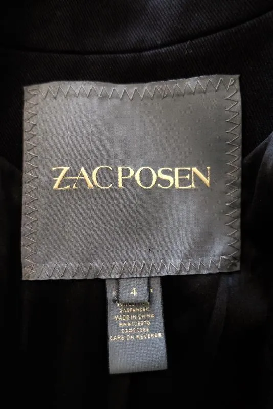 Zac Posen Jacket Mustard Accordion Pleated Silk Twill Size 4 Evening Jacket
