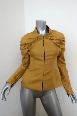 Zac Posen Jacket Mustard Accordion Pleated Silk Twill Size 4 Evening Jacket